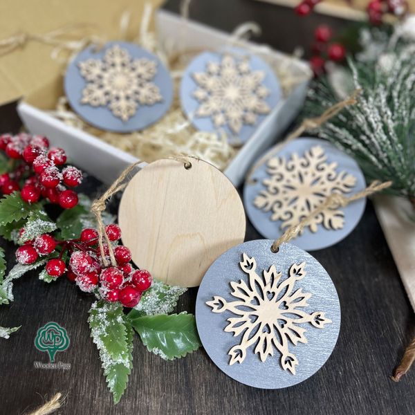 Set of Snowflakes toys on a light gray background