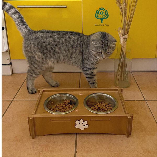 Personalized stand for cat 2 bowls Bella