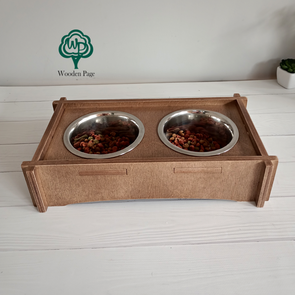 Pet bowls on an original Bella wooden stand