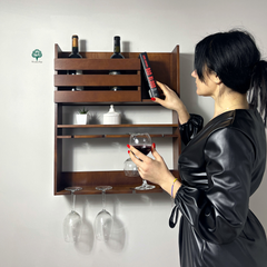 Wall-mounted mini bar made of wood