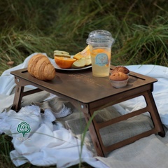 Wooden tray table with engraving