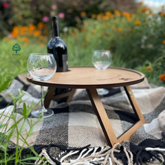 Wooden round wine table Happy together