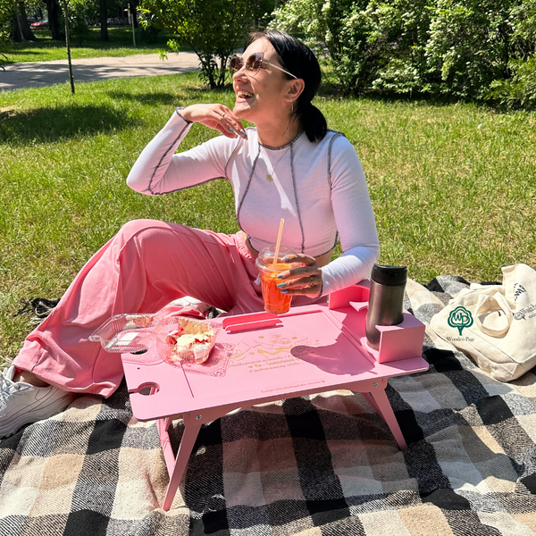 Pink picnic table