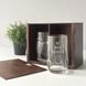 Beer glasses in a wooden box with engraving