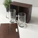 Beer glasses in a wooden box with engraving