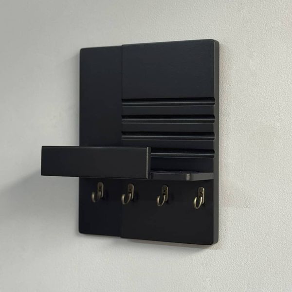 Дизайнерська міні ключниця в стилі арт-деко в чорному кольорі