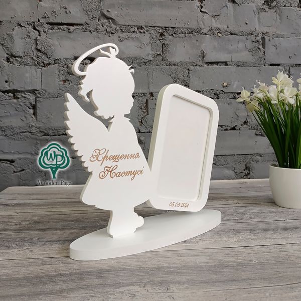 Photo frame-angel in white with engraving to order as a gift
