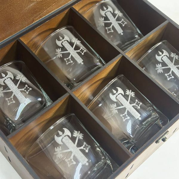 Gift set of whiskey glasses for a military man