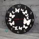 Концептуальний настінний годинник з метеликами у чорно-білому кольорі фото 2