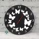 Концептуальний настінний годинник з метеликами у чорно-білому кольорі фото 1