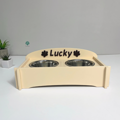 Металлические миски на подставке с именем любимца Lucky