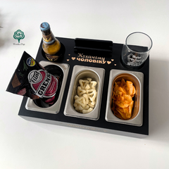 Beer tray in black with engraving on the end