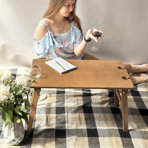 Folding table for picnic in nature