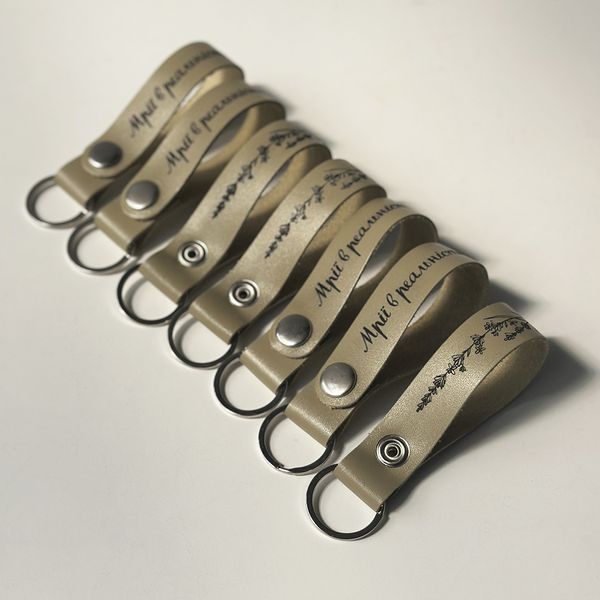 Genuine leather keychains with engraving