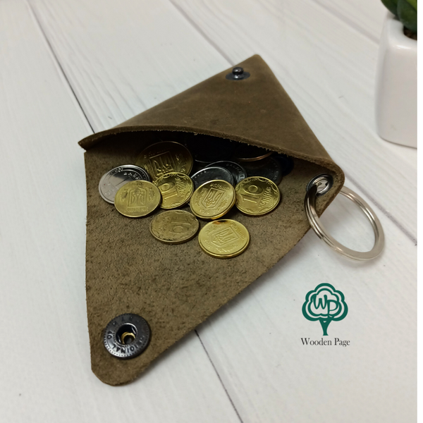 Leather coin purse with snap button