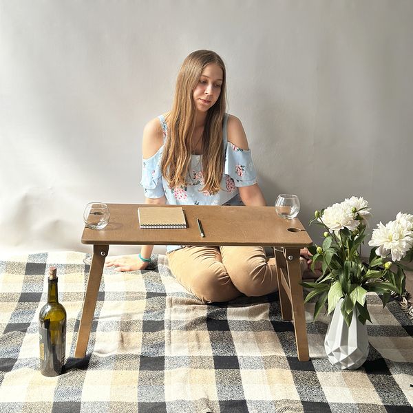 Folding table for picnic in nature