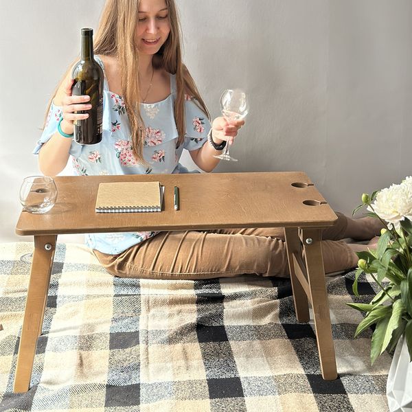 Folding table for picnic in nature