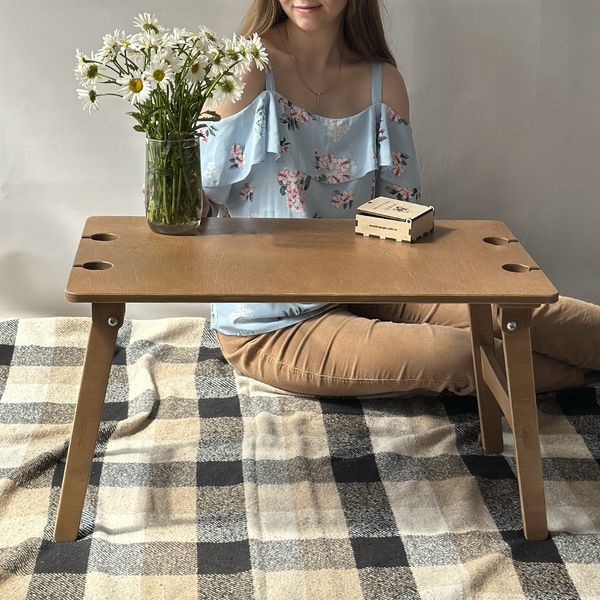 Folding table for picnic in nature