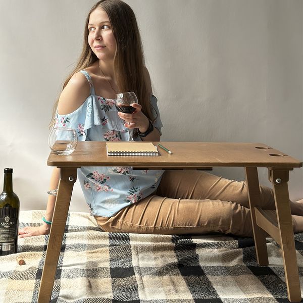 Folding table for picnic in nature