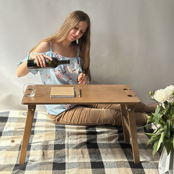 Folding table for picnic in nature