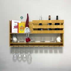Wooden wall shelf with glass holders Maxi Glory