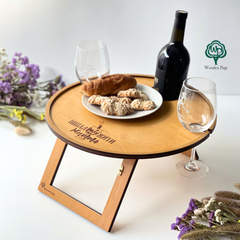 Wine table with engraving "Let's go live this life"