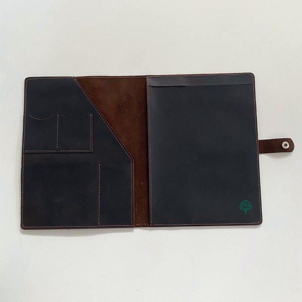 Personalized document folder made of genuine leather