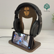 Desktop stand for phone and headphones with engraving