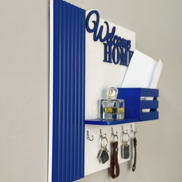 Designer wall key holder in blue and black colors