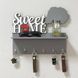 Wooden key holder Sweet home in gray