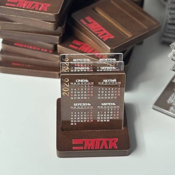 Desk calendar 2026 with acrylic inserts and company logo