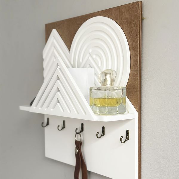 Designer key holder with geometry and shelf