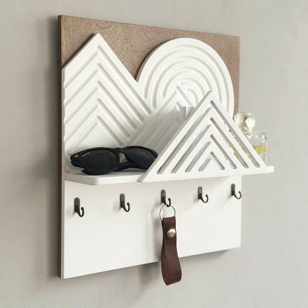 Designer key holder with geometry and shelf