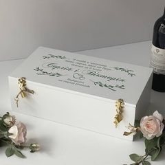 Time capsule for scroll and bottle with seal of name of newlyweds