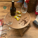 Wooden round wine table with engraving