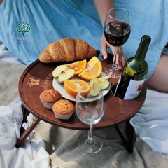 Wooden wine table as a gift for wife