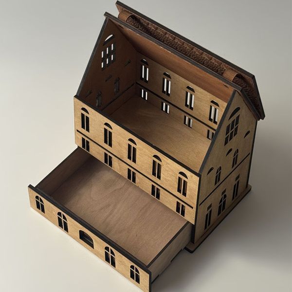 A gift organizer house with a logo