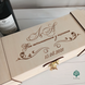 Wedding wine box with the initials of the newlyweds